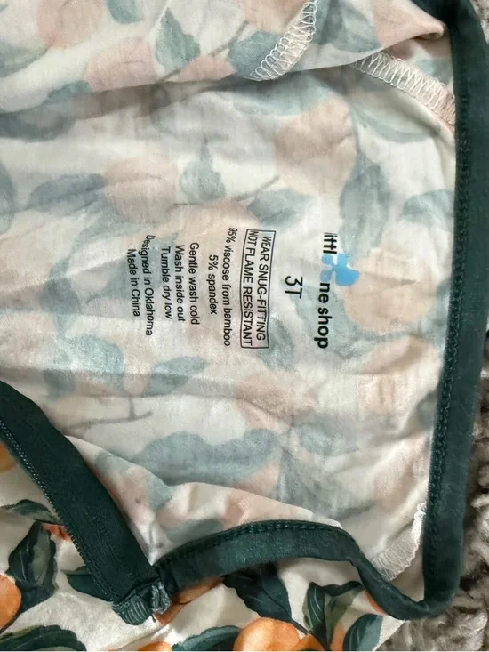 Little One Sleepies Orange & Green Fruit Print Zipper Footless Pajamas - Picture 2 of 2